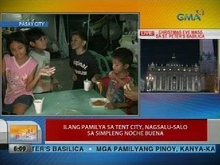 UB: Ilang pamilya sa tent city, nagsalu-salo sa simpleng Noche Buena