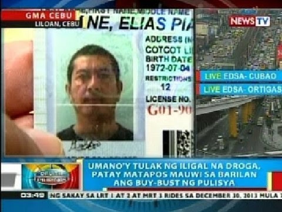 BP: Umano'y tulak ng iligal na droga sa Cebu, patay nang mauwi sa barilan ang buy-bust ops