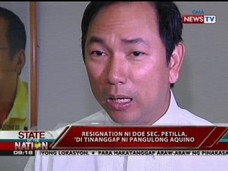 SONA:  Resignation ni DOE Sec. Petilla, 'di tinanggap ni PNoy