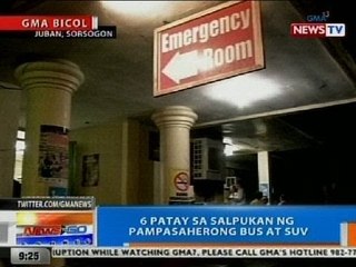 NTG: 6 patay sa salpukan ng pampasaherong bus at SUV sa Juban, Sorsogon