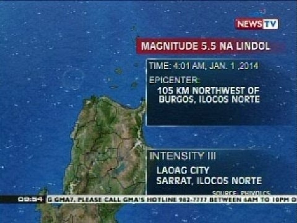 NTG: Ilocos Norte, niyanig ng magnitude 5.5 na lindol