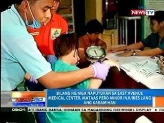 Bilang ng mga naputukan sa East Avenue Medical Center, mataas pero minor injuries lang ang karamihan