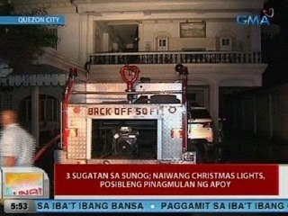 UB: 3 sugatan sa sunog sa QC; naiwang Christmas lights, posibleng pinagmulan ng apoy