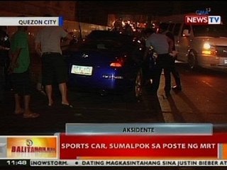 BT: Sports car, sumalpok sa poste ng MRT sa EDSA-Cubao underpass