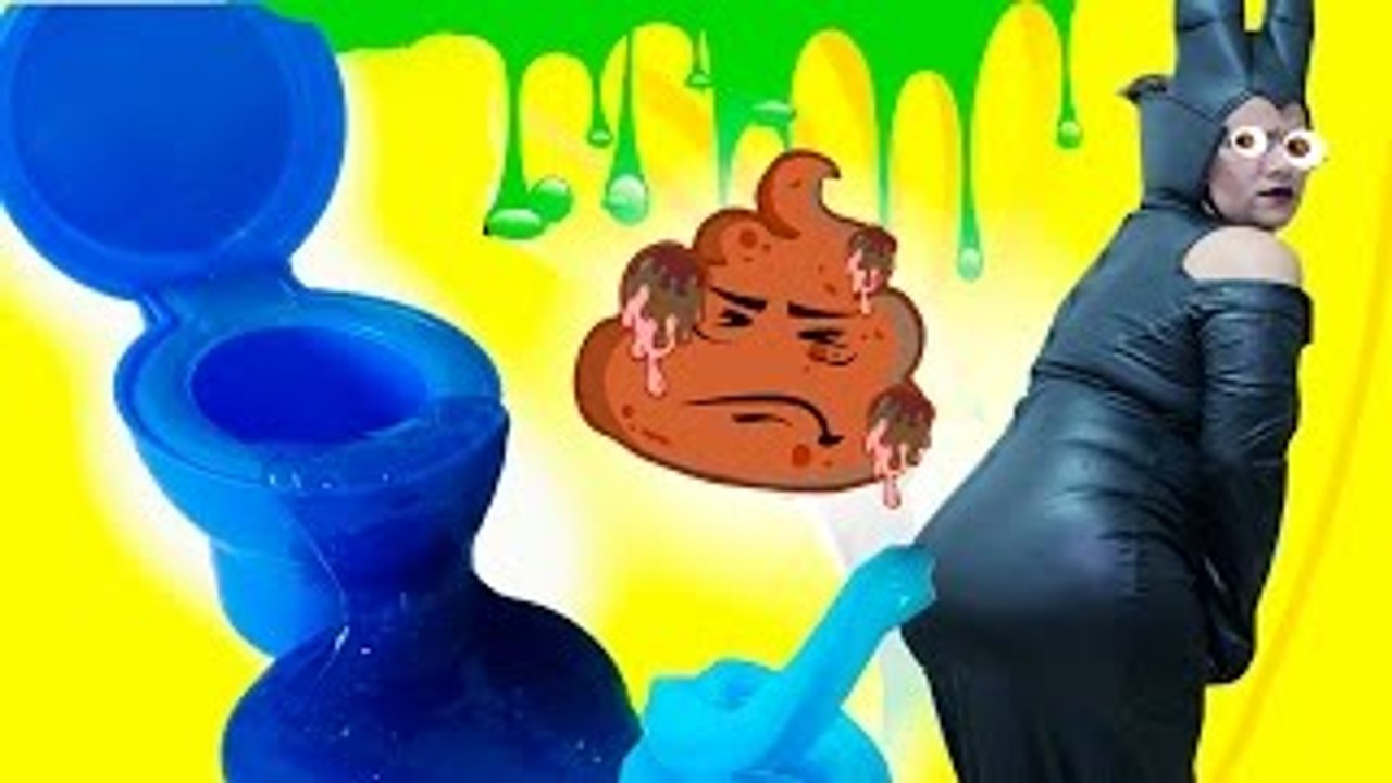 Maleficent Poop Colored Slime with Spiderman, Captain America Kids Superheroes