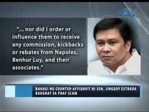 Saksi: Sen. Jinggoy Estrada, iginiit sa kanyang counter-affidavit na wala siyang ginawang iligal