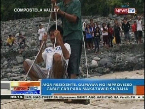 NTG: Mga residente, gumawa ng improvised cable car para makatawid sa baha