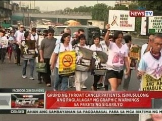 Throat cancer patients, isinusulong ang paglalagay ng graphic warnings sa pakete ng sigarilyo
