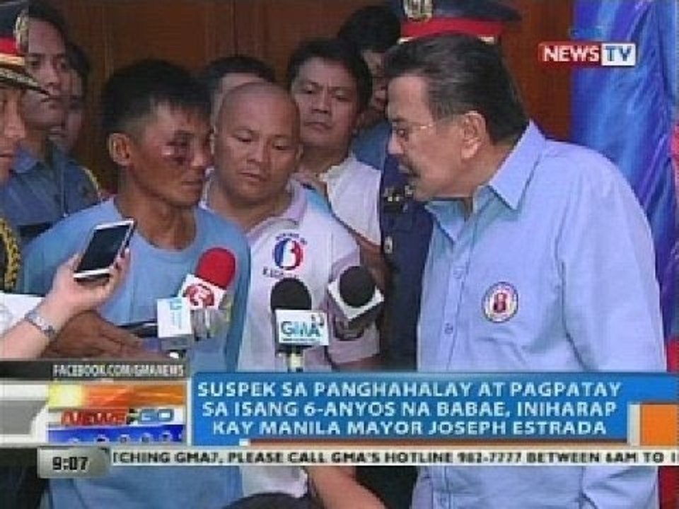Suspek sa panghahalay at pagpatay sa isang 6-anyos na babae, iniharap kay Mayor Estrada