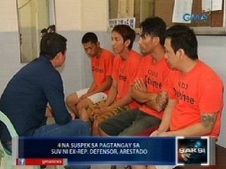 Saksi: 4 na suspek sa pagtangay sa SUV ni Ex-Rep. Defensor, arestado