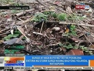 NTG: Bungo at mga buto ng tao na posibleng biktima ng storm surge, natagpuan sa Tacloban