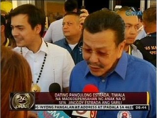 24 Oras: Erap, tiwala na madedepensahan ni Sen. Jinggoy ang sarili