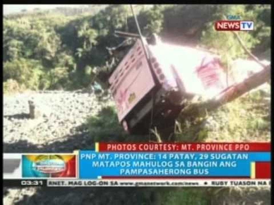 BP: 14 patay, 29 sugatan matapos mahulog sa bangin ang pampasaherong bus sa  mt. Province