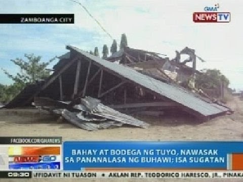 NTG: Bahay at bodege ng tuyo sa Zamboanga City, nawasak sa pananalasa ng buhawi