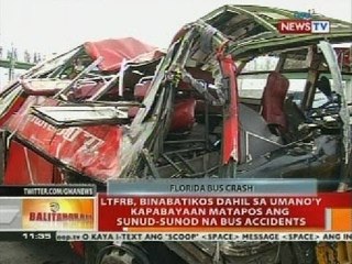 LTFRB, binabatikos dahil sa umano'y kapabayaan matapos ang sunod-sunod na bus accidents
