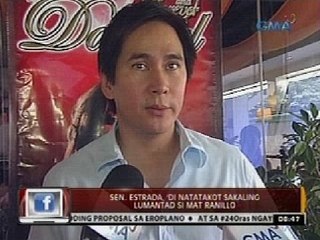 24 Oras: Sen. Estrada, hindi natatakot sakaling lumantad si Mat Ranillo