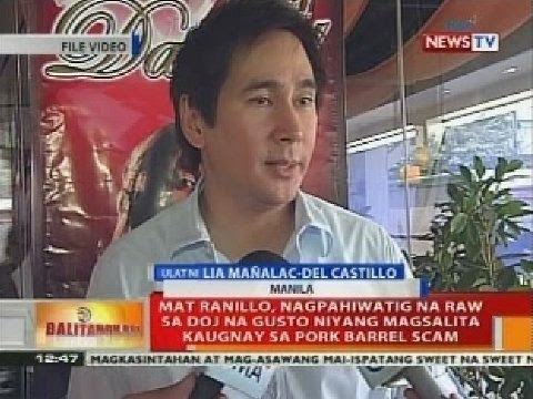 Mat Ranillo, nagpahiwatig na raw sa DOJ na gusto niyang magsalita kaugnay sa pork barrel scam