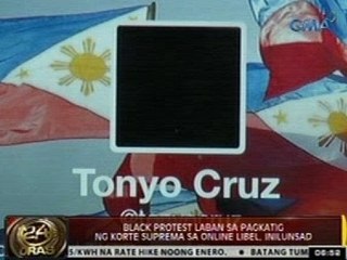 24ORAS: Black protest laban sa pagkatig ng Korte Suprema sa online libel, inilunsad