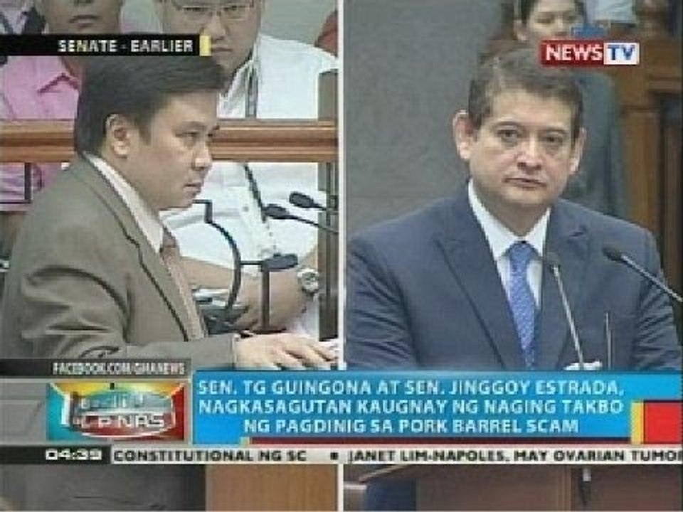 BP: Guingona, Estrada, nagkasagutan kaugnay ng naging takbo ng pagdinig sa pork barrel scam
