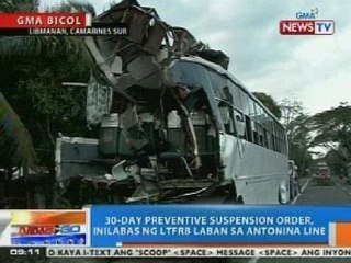 NTG: 30-day preventive suspension order, inilabas ng LTFRB vs Antonina Line