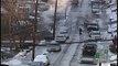 Cars Sliding Down Icy Road in Pittsburgh.