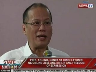 PNoy, iginiit na hindi layunin ng online libel na kitilin ang freedom of expression