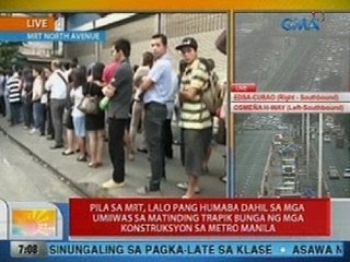 Pila sa MRT, lalong humaba dahil sa mga umiiwas sa matinding trapik bunga ng mga konstruksyon sa NCR