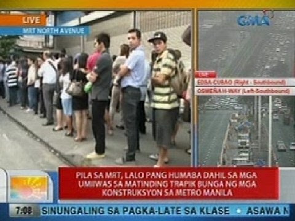 Pila sa MRT, lalong humaba dahil sa mga umiiwas sa matinding trapik bunga ng mga konstruksyon sa NCR