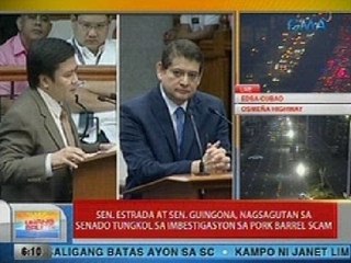 UB: Estrada at Guingona, nagsagutan sa Senado tungkol sa imbestigasyon sa pork barrel scam