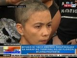 NTG: Biyuda ni Tado Jimenez, nagpakalbo sa harap ng terminal ng GV Florida bilang protesta