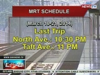 NTVL: MRT schedule (March 10-21, 2014)