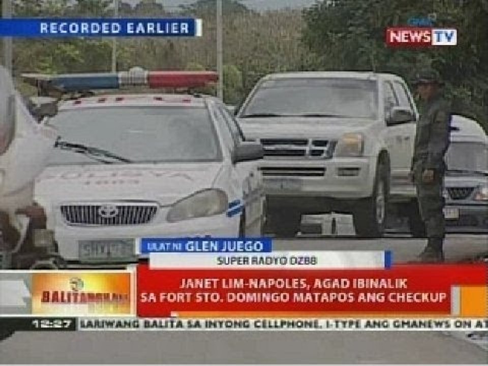 BT: Janet Lim-Napoles, agad ibinalik sa Fort Sto. Domingo matapos ang checkup