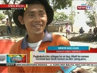 BP: Street sweeper sa Naga City, nagsauli ng napulot niyang wallet na may P25,000