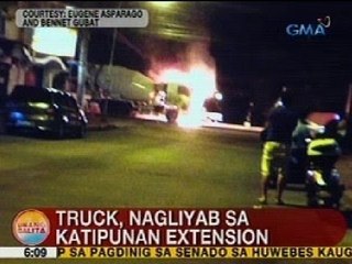 UB: Truck, nagliyab sa Katipunan extension sa QC