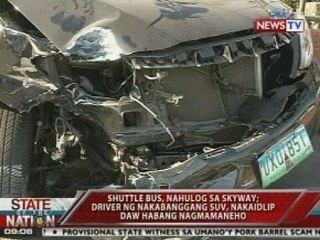 Shuttle bus, nahulog sa Skyway; driver ng nakabangaang SUV, nakaidlip daw habang nagmamaneho
