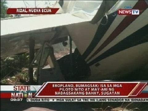 Eroplano, bumagsak sa Nueva Ecija; isang piloto at may-ari ng nabagsakang bahay, sugatan