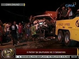 24 Oras: 4 Patay sa salpukan ng 5 sasakyan