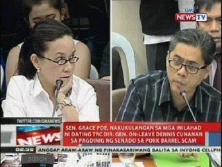 NTVL: Sen. Poe, nakukulangan sa mga inilahad ni Cunanan sa pagdinig ng senado sa pork barrel scam