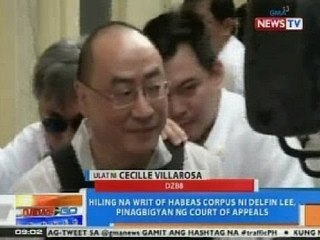 NTG: Hiling na writ of habeas corpus ni Delfin Lee, pinagbigyan ng CA
