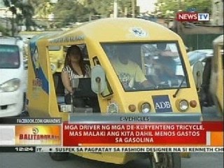 Mga driver ng mga de-kuryenteng tricycle, mas malaki ang kita dahil menos gastos sa gasolina