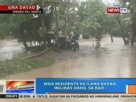 NTG: Mga residente ng ilang bayan sa Davao del Norte, inilikas dahil sa baha