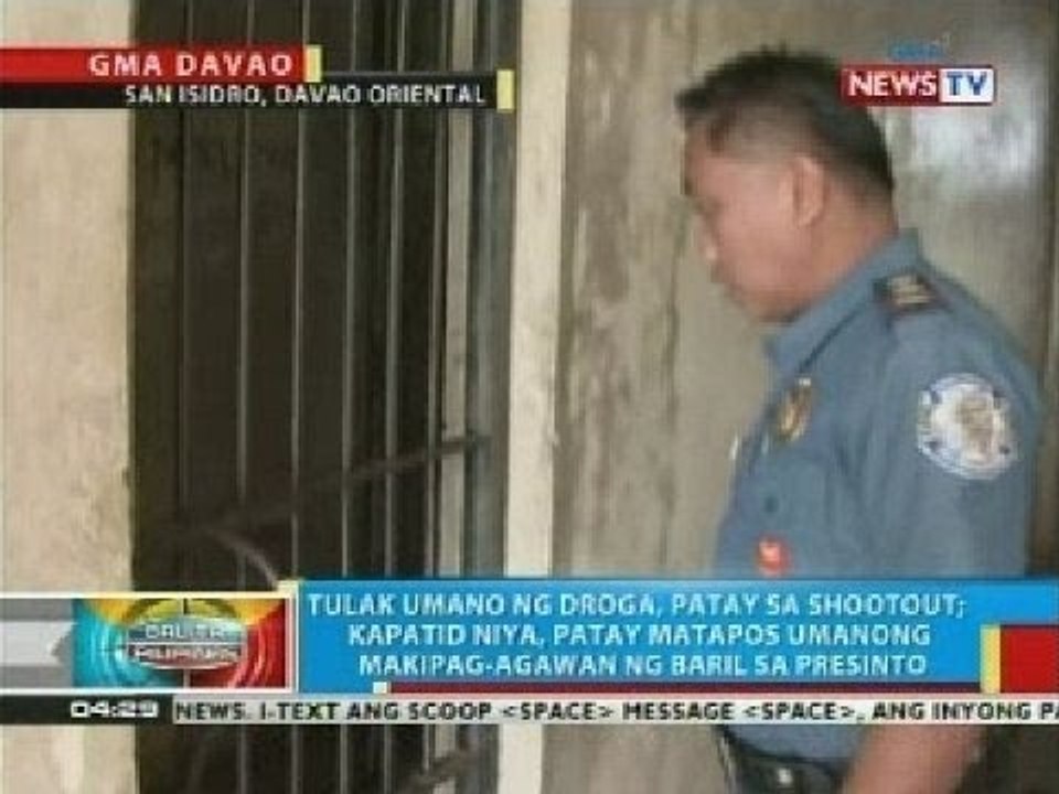 BP: Tulak umano ng droga, patay sa shootout sa Davao Oriental