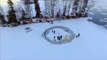 Finnish inventor transforms ice into spinning carousel