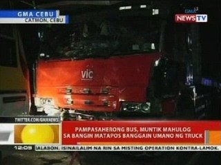 BT: Pampasaherong bus, muntik mahulog sa bangin matapos banggain umano ng truck