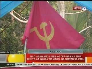 Mag-asawang lider ng CCP-NPA na sina Benito at Wilma Tiamzon, Naaresto sa Cebu