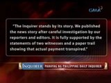Pahayag ng Philippine Daily Inquirer kaugnay sa  reklamong libel na isinampa ni Erwin Tulfo