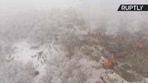 Devastation at Crash Site of Turkish Cargo Jet in Kyrgyzstan