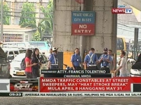 MMDA traffic constables at street sweepers, may 'heat stroke break' mula April 8 hanggang May 31