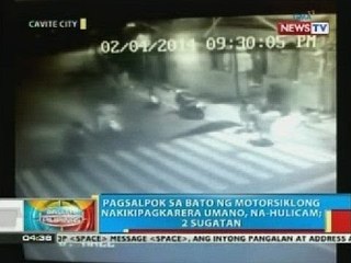 Pagsalpok sa bato ng motorsiklong nakikipagkarera umano, na-huli cam; 2 sugatan