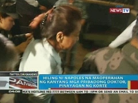 Hiling ni Napoles na maoperahan ng kanyang mga pribadong doktor, pinayagan ng Korte